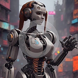 Robot girl comes with advanced In modern style 2050 creat with AI generative