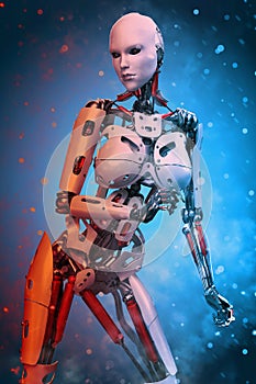 Robot girl on a hot and cold clould