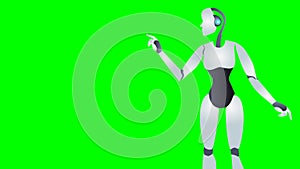 She robot on a green chroma key background for insertion.Artificial intelligence concept