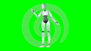 She robot on a green chroma key background for insertion.Artificial intelligence concept