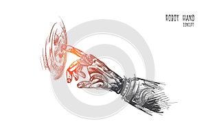 Robot hand concept. Hand drawn vector.