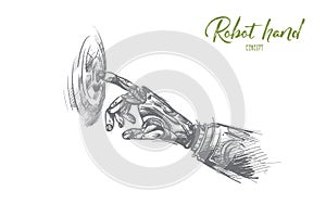 Robot hand concept. Hand drawn isolated vector.