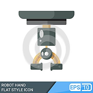 Robot hand in flat style icon