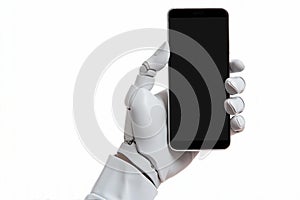 robot hand hold mobile phone