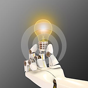 Robot hand holding a light bulb