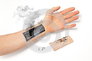 Robot hand inside human hand - Prosthesis concept, short cirquit