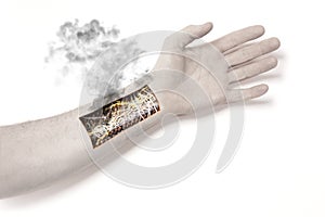 Robot hand inside human hand - Prosthesis concept, short cirquit