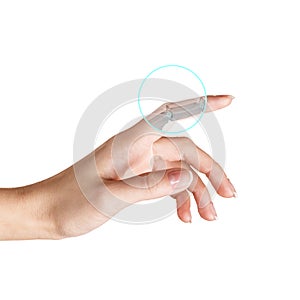 Robot hand inside human hand. Hand prosthesis concept.