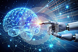 Robot Hand Interacting with Binary Data: AI and Machine Learning in Action