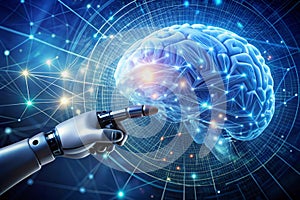 Robot Hand Interacting with Binary Data: AI and Machine Learning in Action