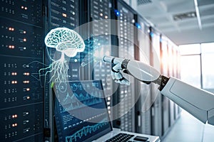 Robot Hand Interacting with Binary Data: AI and Machine Learning in Action