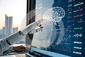 Robot Hand Interacting with Binary Data: AI and Machine Learning in Action