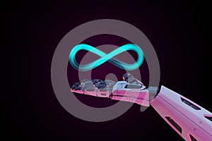 Robot hand with metaverse technology concept. 3d render