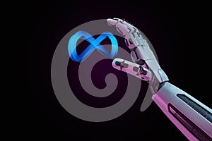 Robot hand with metaverse technology concept. 3d render