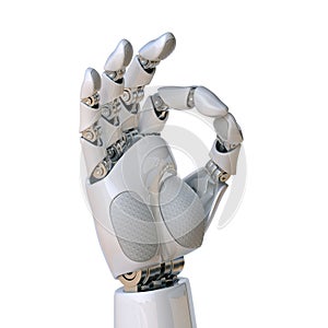 Robot hand OK sign 3d rendering