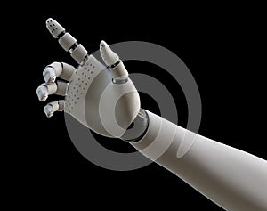 Robot hand pointing index finger, isolated