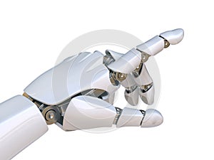 Robot hand pointing index finger, touching gesture 3d rendering