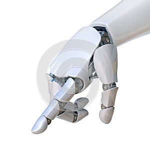 Robot hand pointing index finger, touching gesture 3d rendering