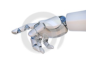 Robot hand pointing index finger, touching gesture 3d rendering