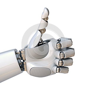 Robot hand thumb up 3d rendering