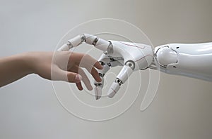 Robot hand touching human hand