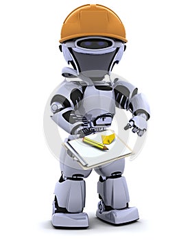 Robot in hardhat with clipboard