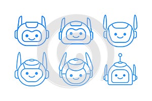 Robot Head Avatar Vector Design. Cartoon Mascot Robot Head Icon Design