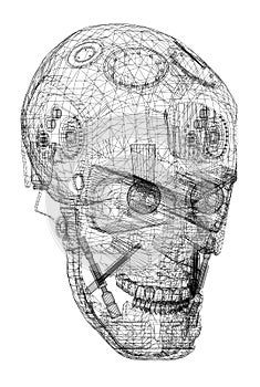 Robot Head Design Architect Blueprint - isolated