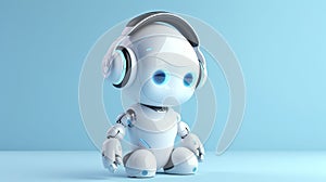 Robot in headphones. Generative AI