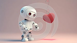 a robot with a heart confesses its love, an illustration for feelings or valentine\'s day. photo