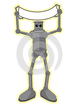 Robot holding blank banner