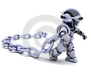 Robot holding a chain