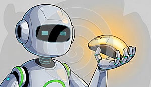 Robot holding computer mouse artificial intelligence.