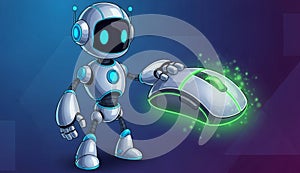 Robot holding computer mouse technology and.