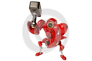 A robot holding a hammer photo