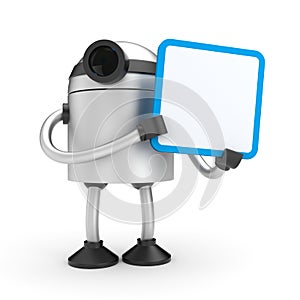A robot holding a sign photo