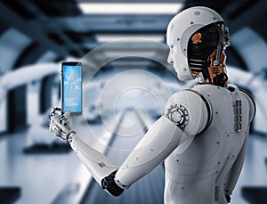 Robot holding tablet