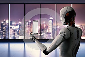 Robot holding tablet