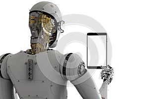 Robot holding tablet