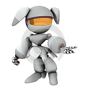 A robot that holds out a hand. Request and coercion. Coveted and spoiled. Intimidation and coercion. photo
