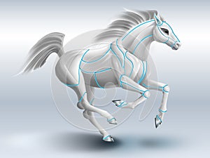 Robot horse, made of plastic detali. the power of computer technologies and web