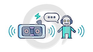 Robot Human Communication Concept, vector design Generative AI