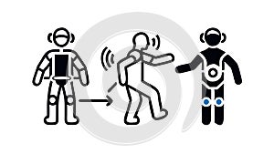 Robot and Human Dynamic Interaction, vector design Generative AI