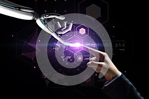 Robot and human hand over virtual projection