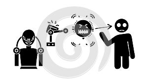 Robot Human Interaction AI Communication Technology Vector, vector design Generative AI