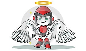 Robot humanoid angel mascot vector cartoon illustration