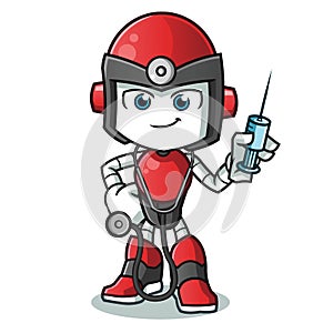 Robot humanoid doctor mascot cartoon illustration