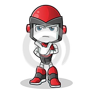 Robot humanoid thinking mascot vector cartoon illustration