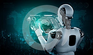 Robot humanoid using tablet computer for big data analytic