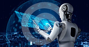 Robot humanoid using tablet computer for big data analytic